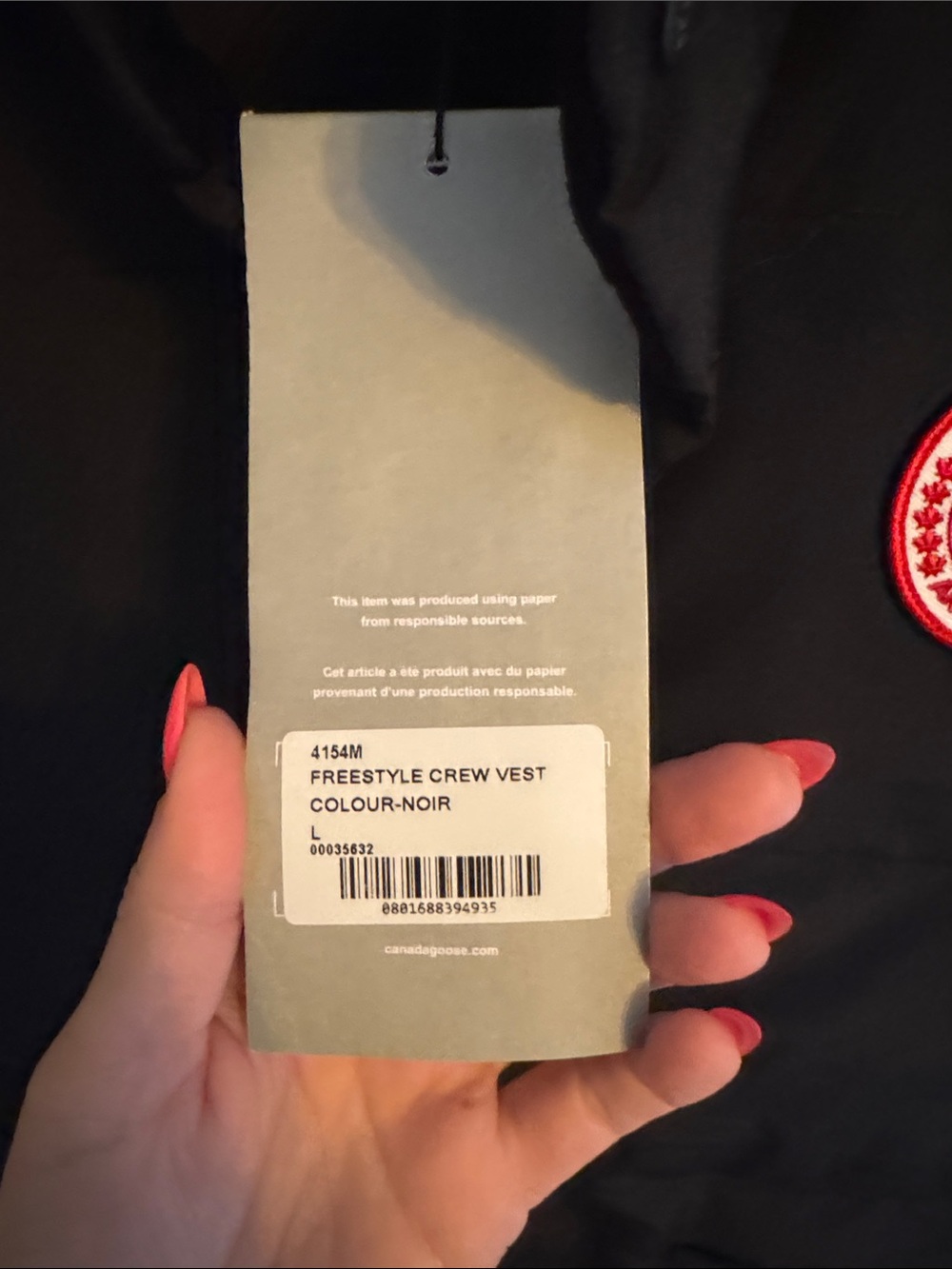 Canada Goose Black Men's Quilted Vest with Logo Patch - Picture 3 of 4